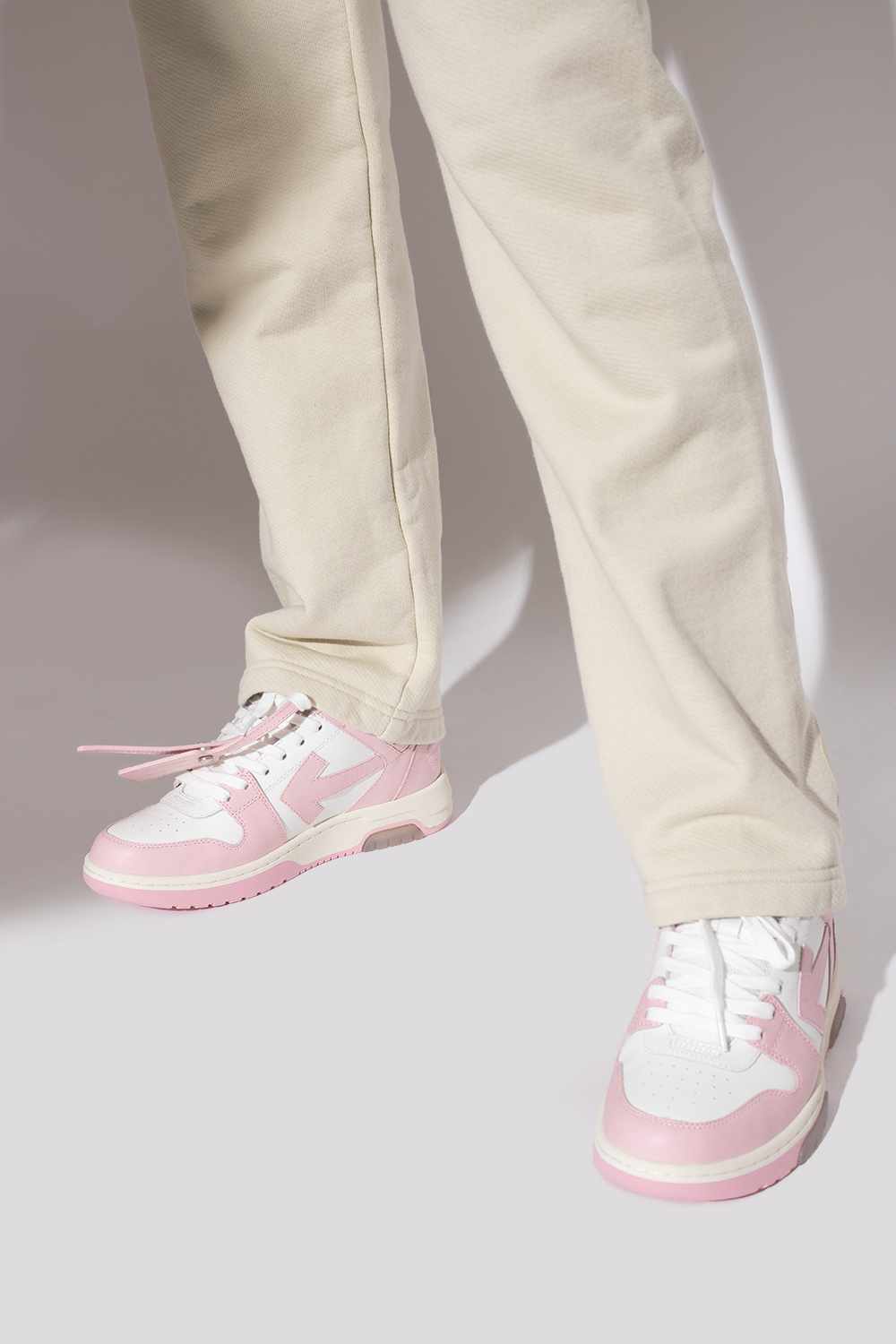 White and store pink tennis shoes